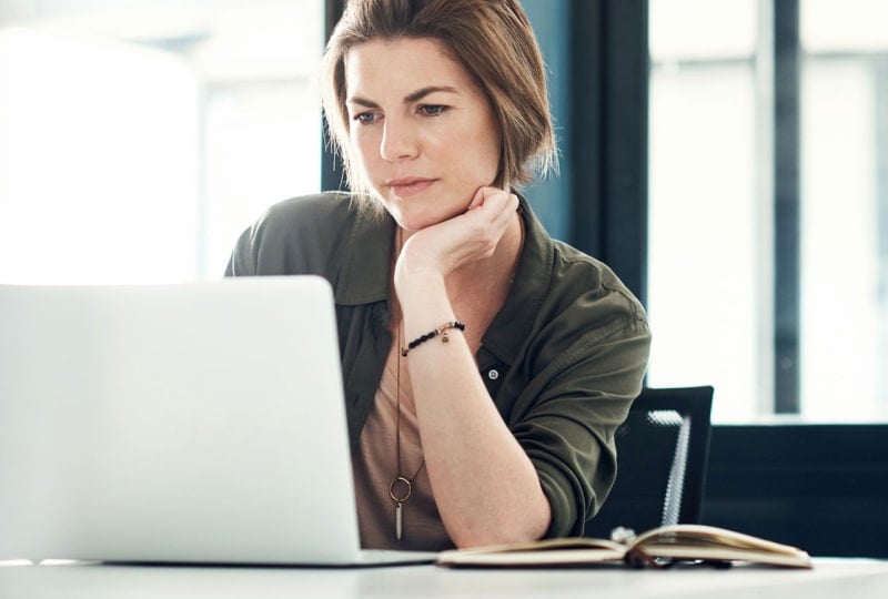 woman working at her laptop