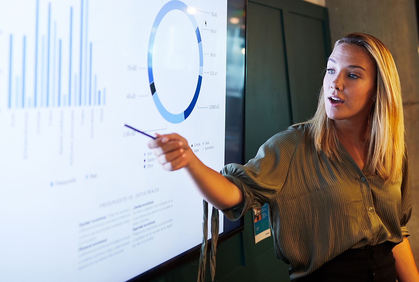 woman giving presentation